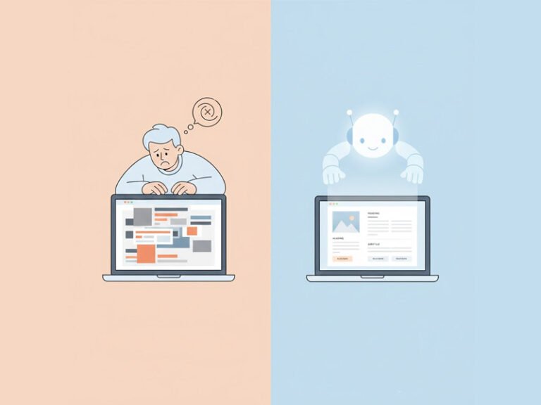 A clean, professional website layout being generated by Webflow AI, representing the Webflow AI Beginner Guide process.