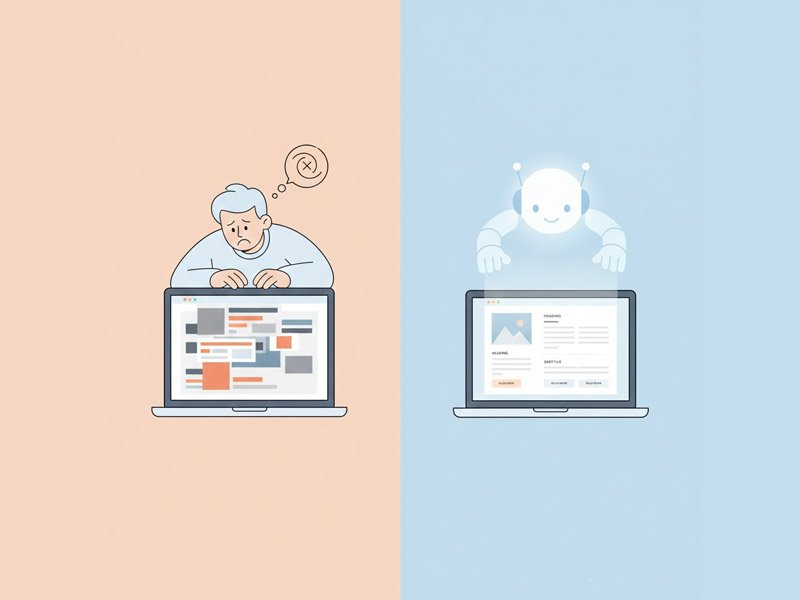 A clean, professional website layout being generated by Webflow AI, representing the Webflow AI Beginner Guide process.